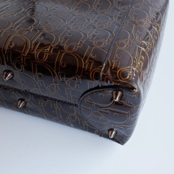 Authentic Preowned Christian Dior Brown Patent Leather Maris Pearl Handbag - Picture 9 of 16